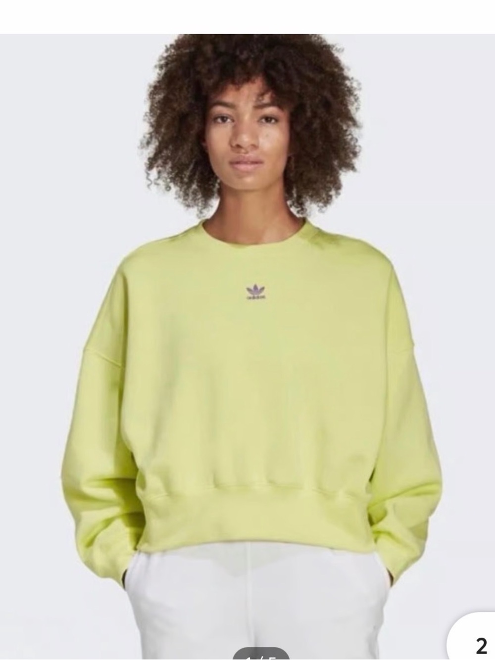 Adidas Adicolor Essential Fleece Sweatshirt- Pulse Yellow- size small